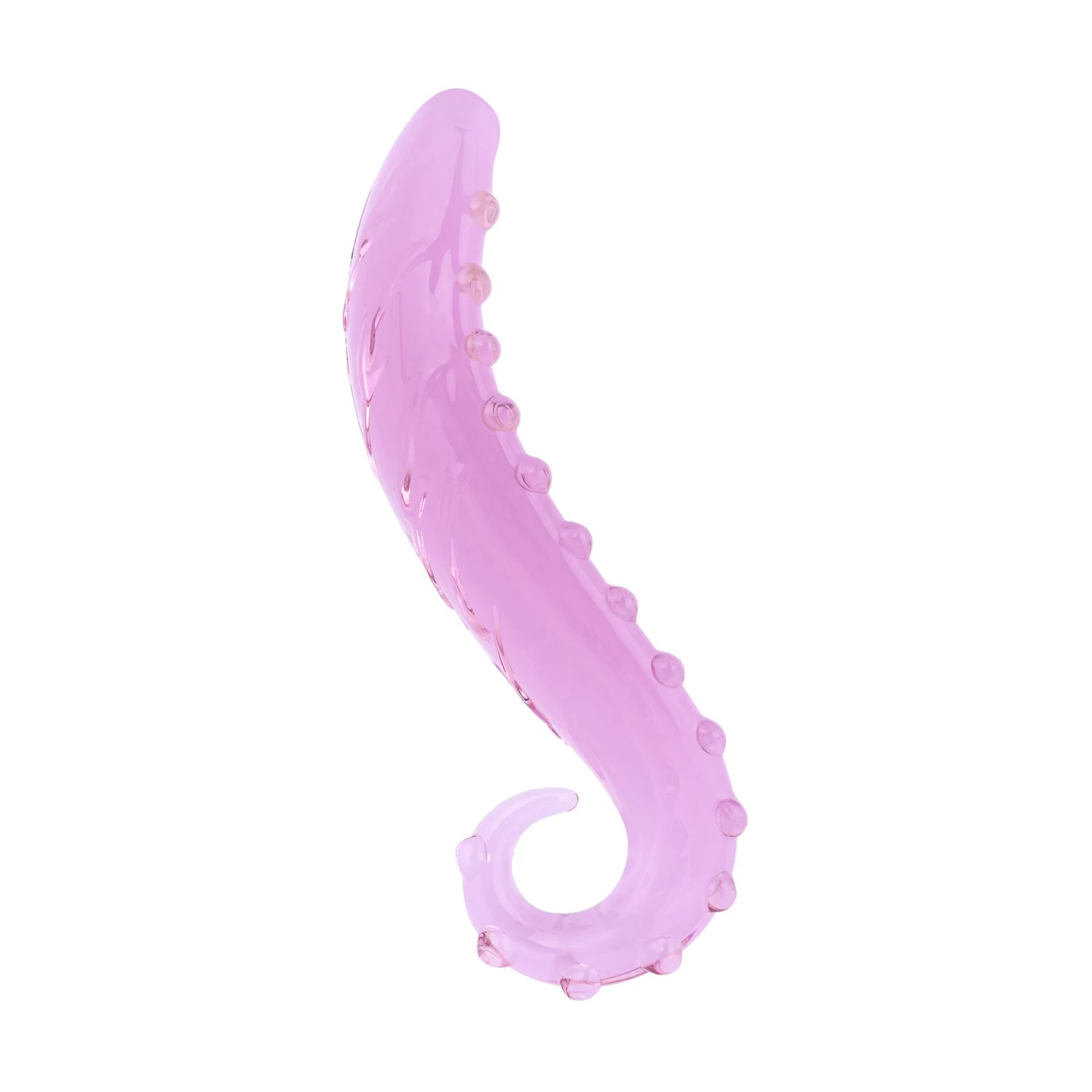 Glasdildo in Rosa mit strukturierter Form und ergonomischem Schlaufengriff