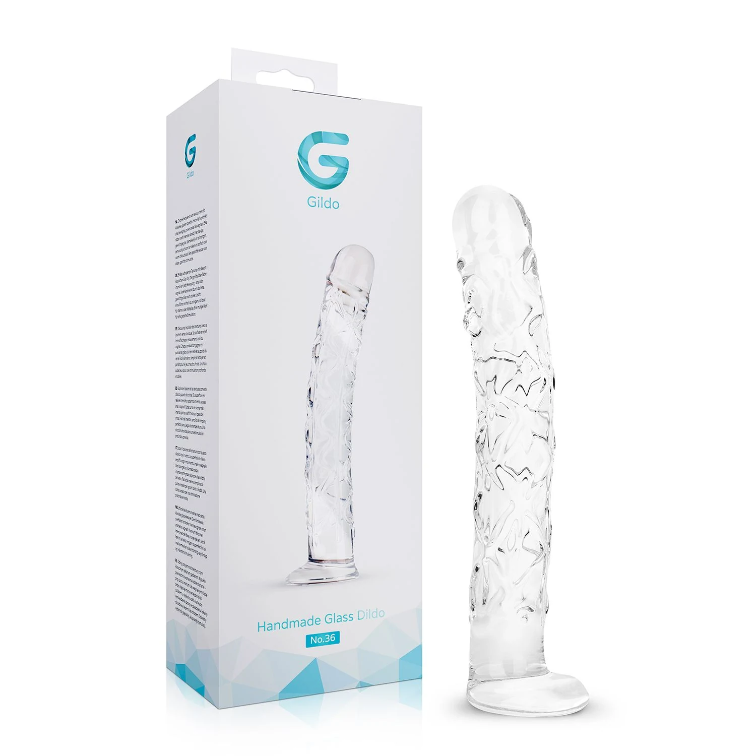 Durchsichtiger Glas Dildo 19,2 cm mit erhöhter Struktur für spürbare Reize