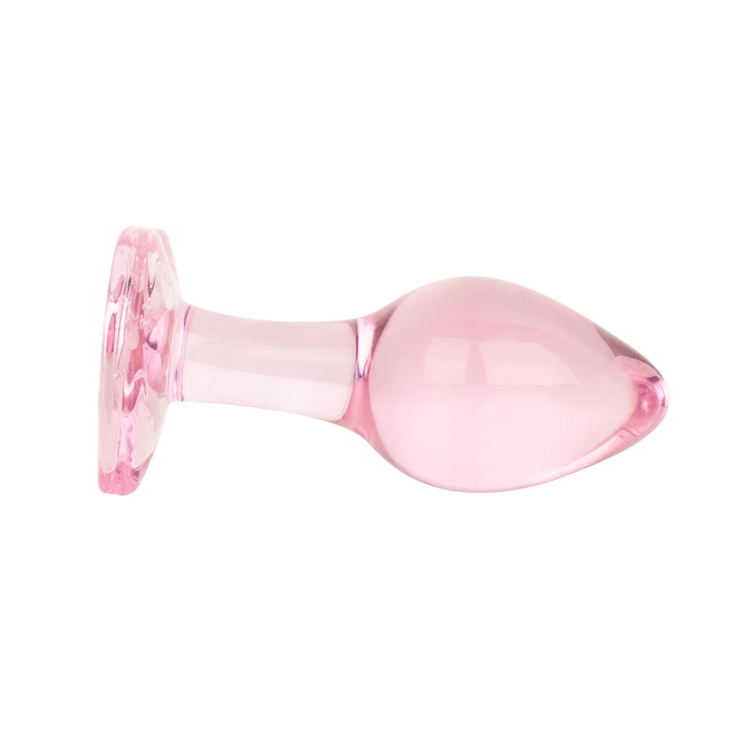 Kompakter Analplug aus rosa Glas für Beginner, 83 mm lang