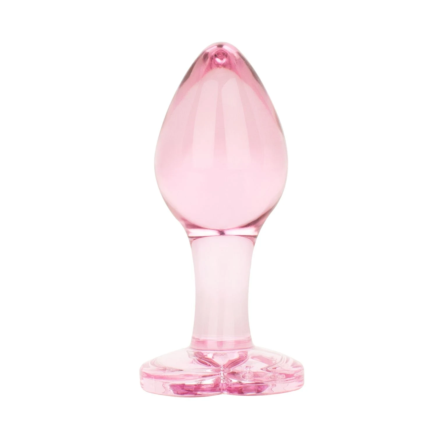 Rosa Anal Plug Glass Medium aus Glas mit verspieltem herzförmigem Ende