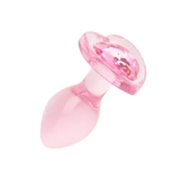 Glas Analplug Small in Rosa mit herzförmiger Basis, 7 cm Länge