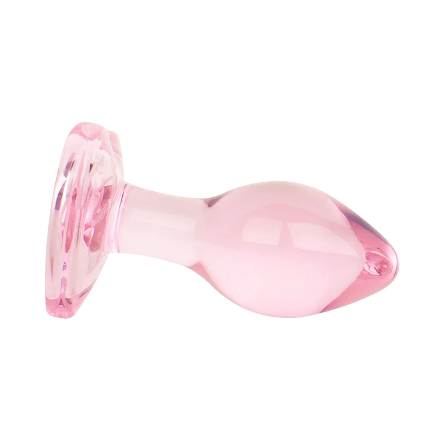 Kompakter Glasplug rosa, 70 mm lang und 56 mm Einführtiefe