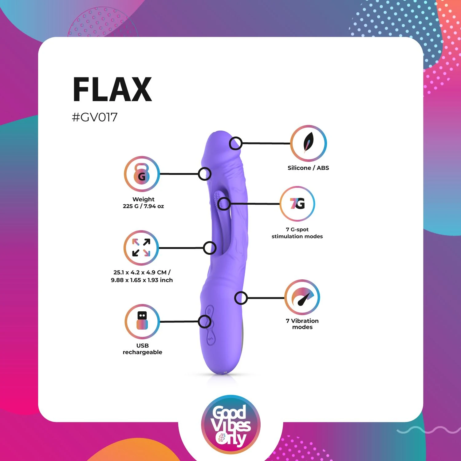 Lila vibrierender Dildo mit integriertem G-Punkt-Stimulator