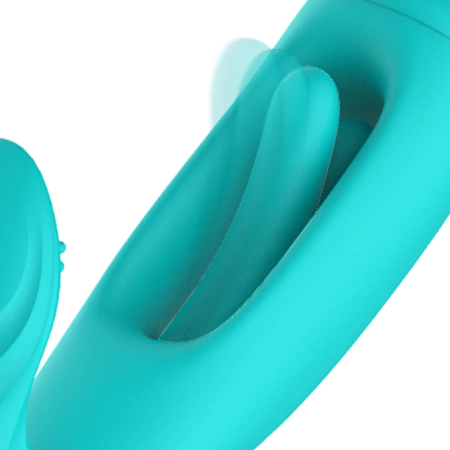 Türkiser Vibrator Gina mit zwei Motoren und variierenden Vibrationen