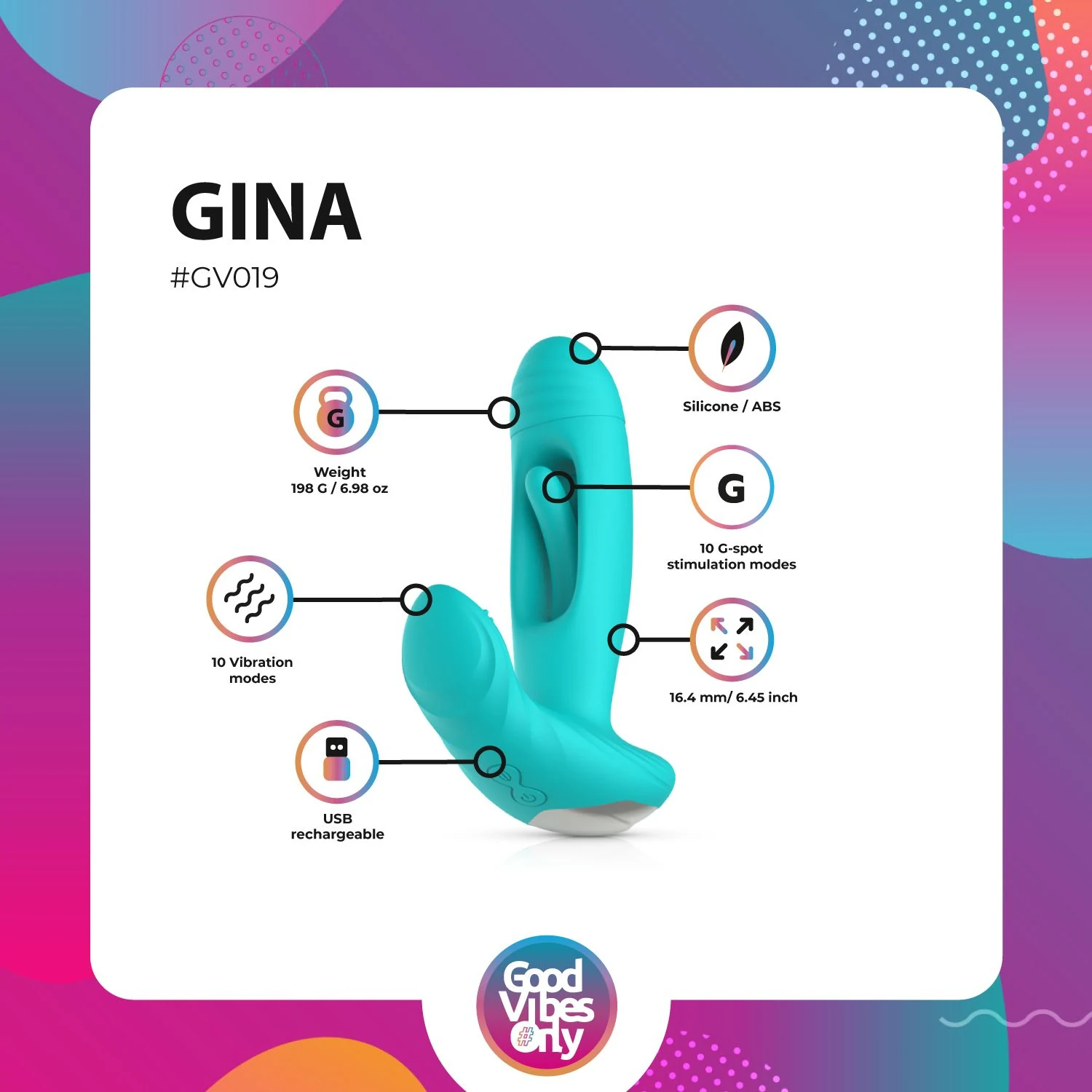 Gina G-Punkt-Vibrator mit USB-Ladekabel und 50 Minuten Laufzeit