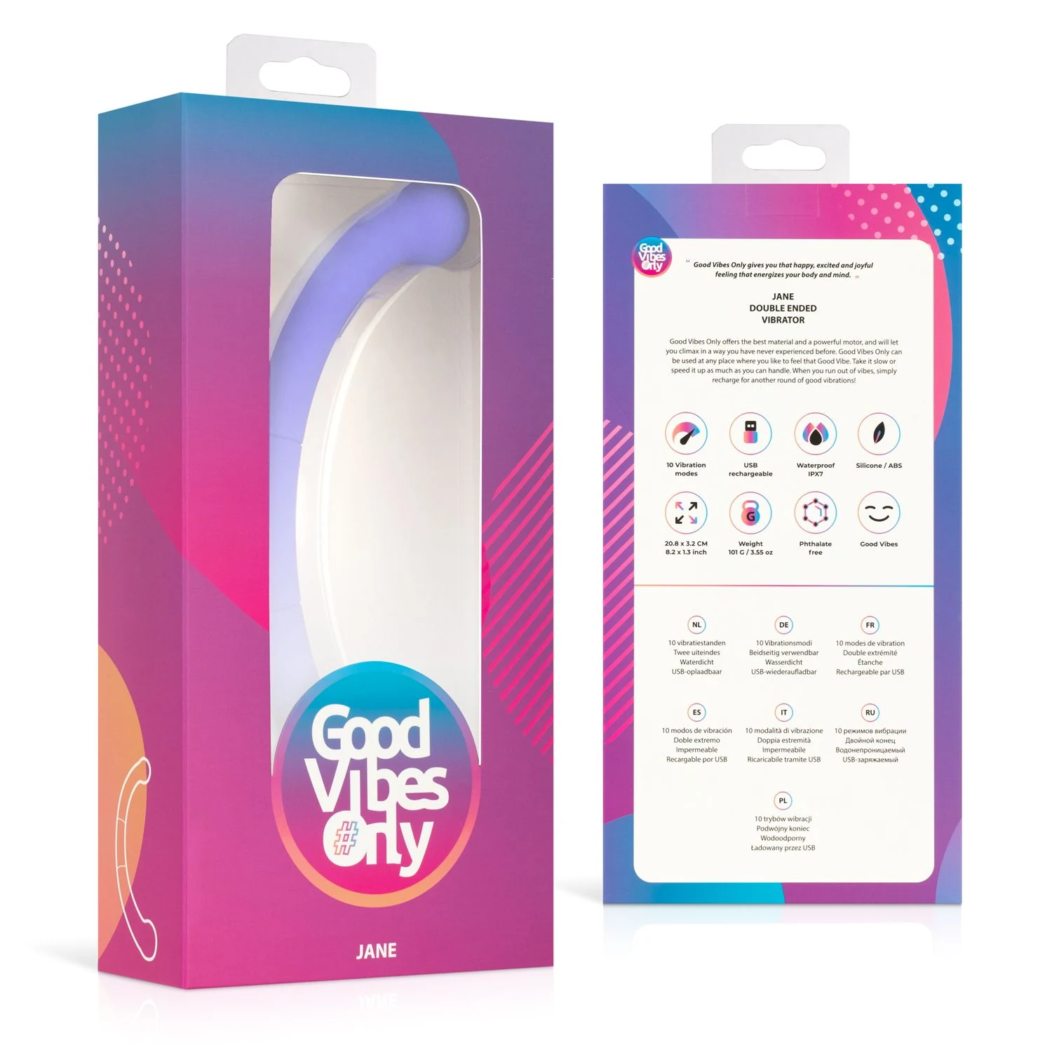 Good Vibes Only Vibrator Jane in Lila, beidseitig verwendbar