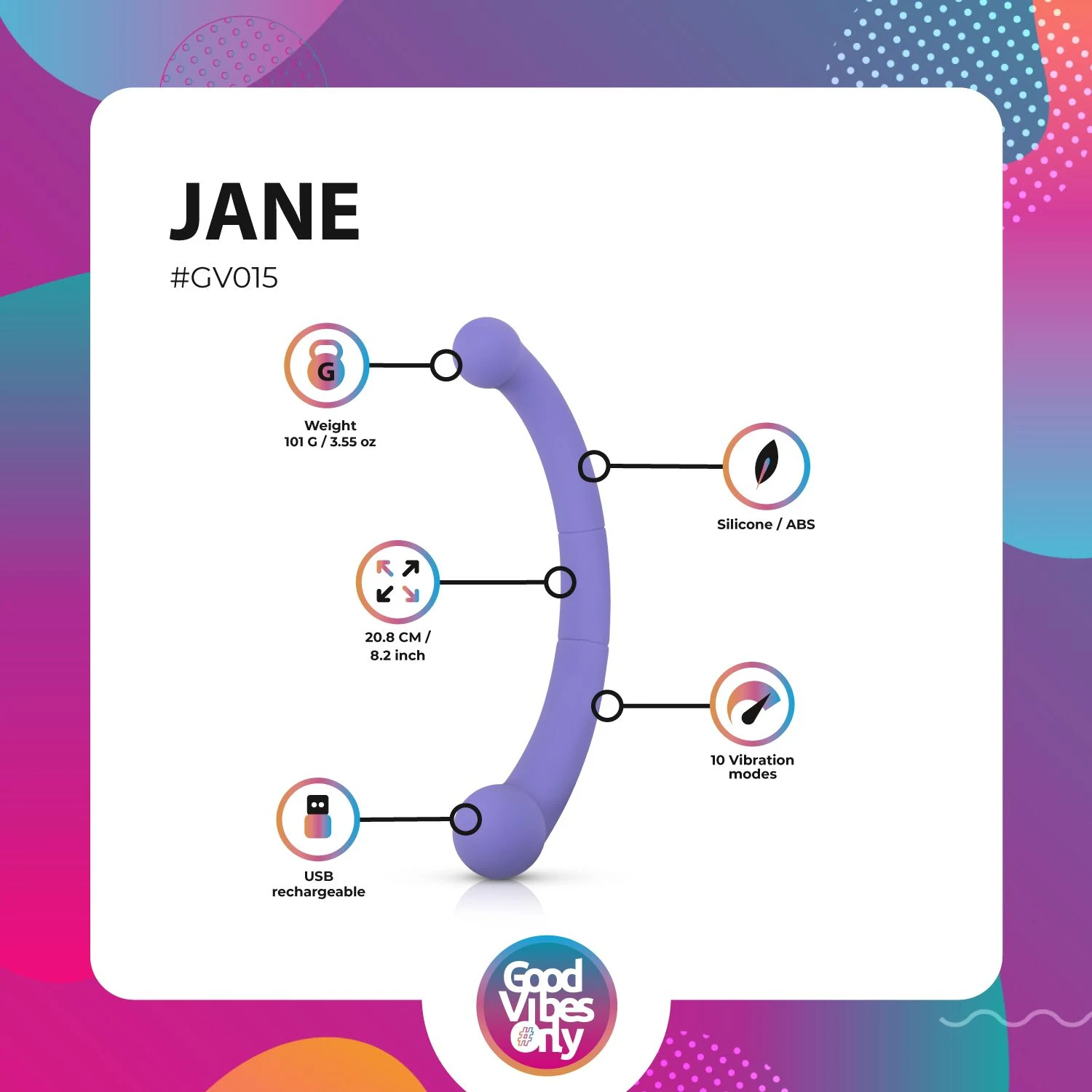 Good Vibes Only Jane mit verstellbarer Vibration und Multispeed-Funktion