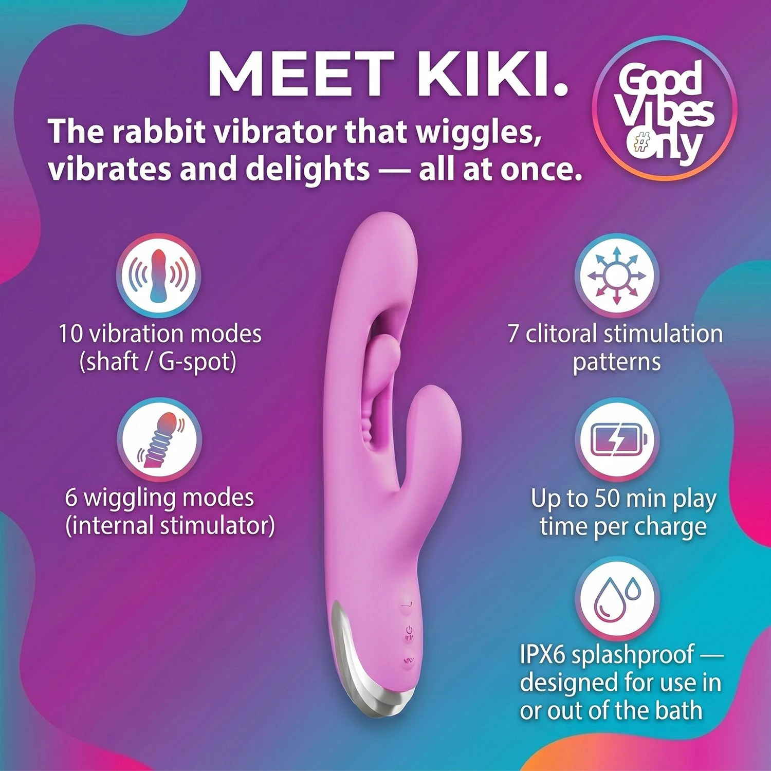 Lila Rabbit Vibrator für G-Punkt- und Klitorisstimulation von Good Vibes Only