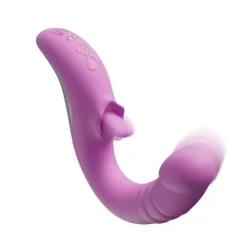 Good Vibes Only Stoßvibrator mit Zunge in Rosa mit gebogener Form