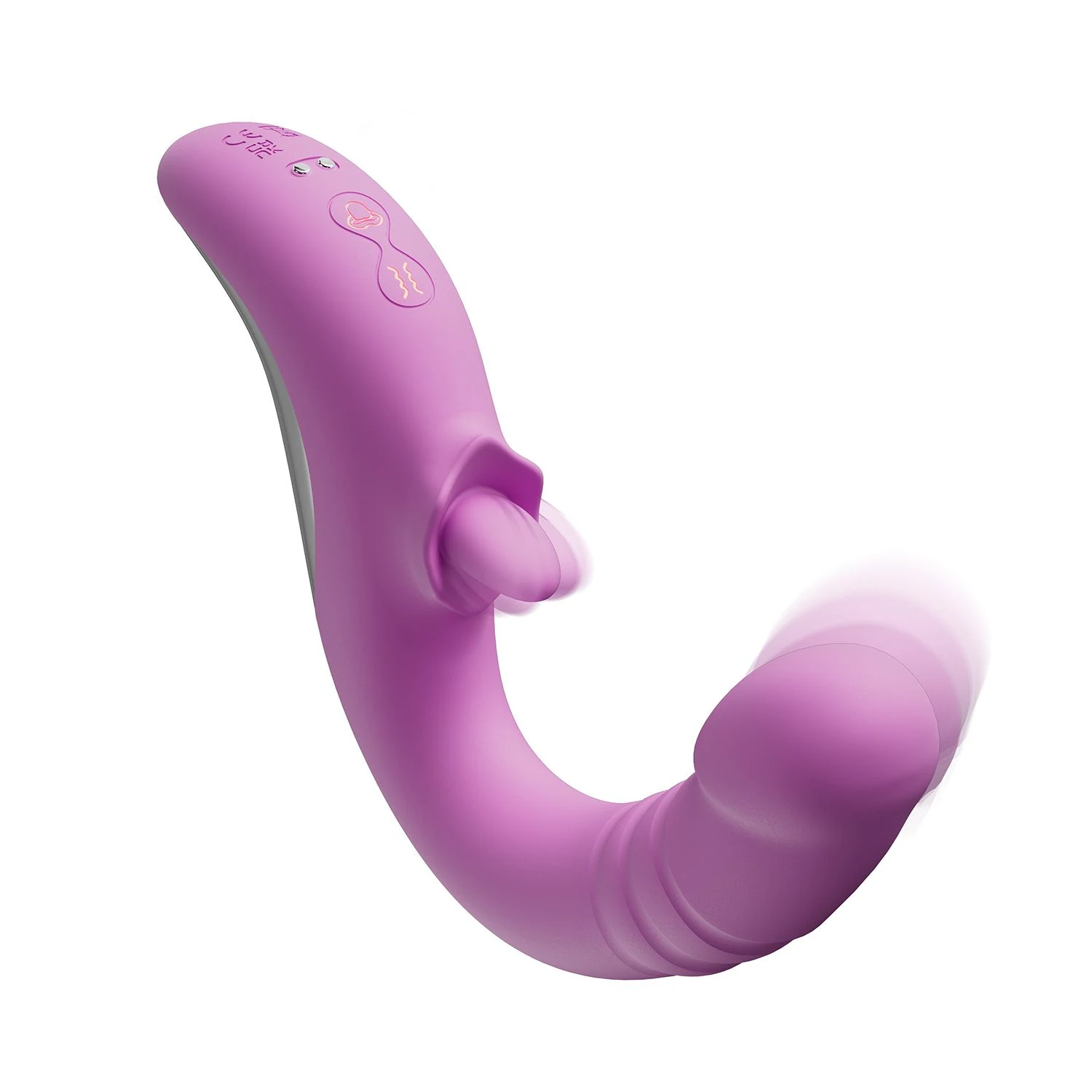Good Vibes Only Stoßvibrator mit Zunge in Rosa mit gebogener Form