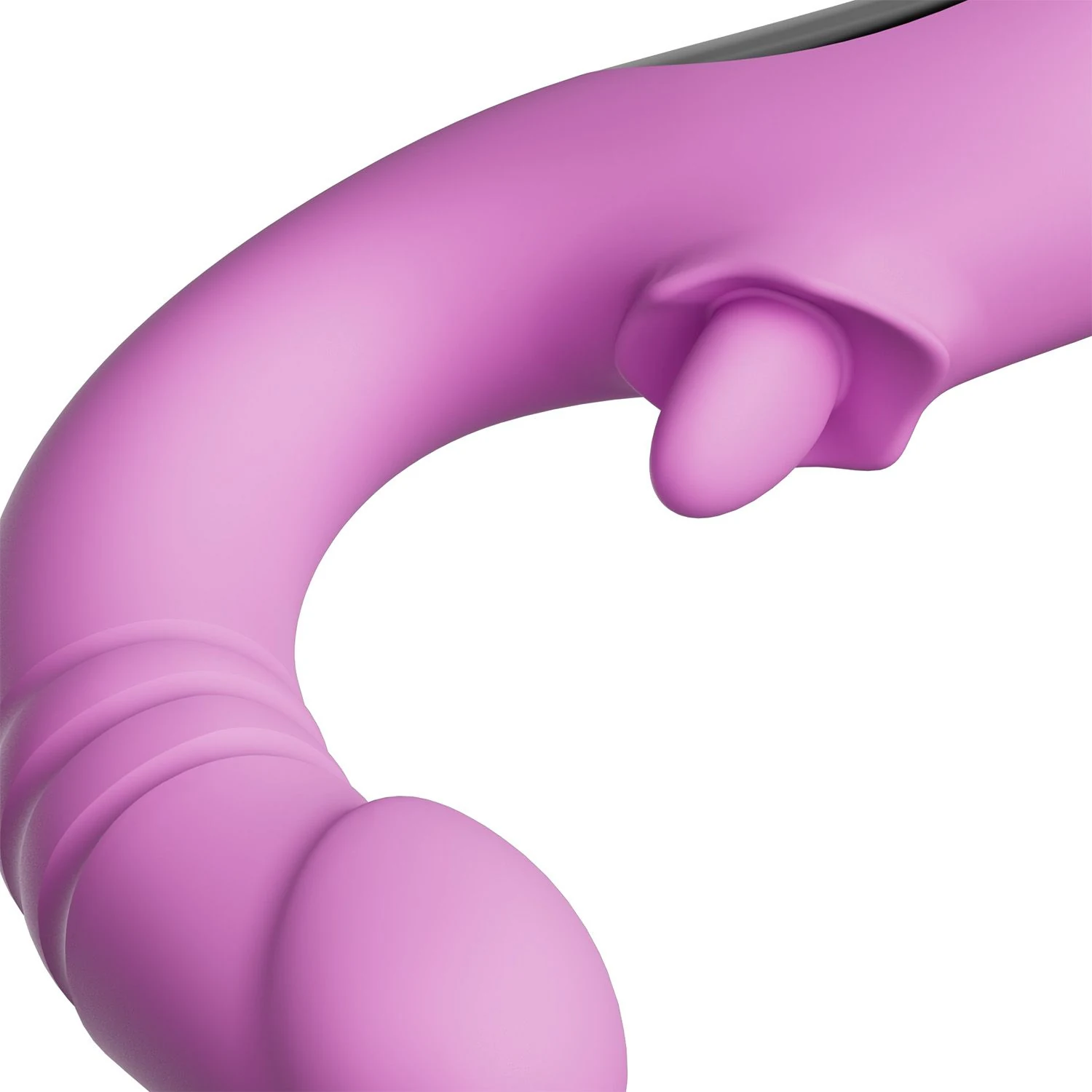 Stoßvibrator mit Zunge in Rosa, 199 mm Länge und gebogene Form