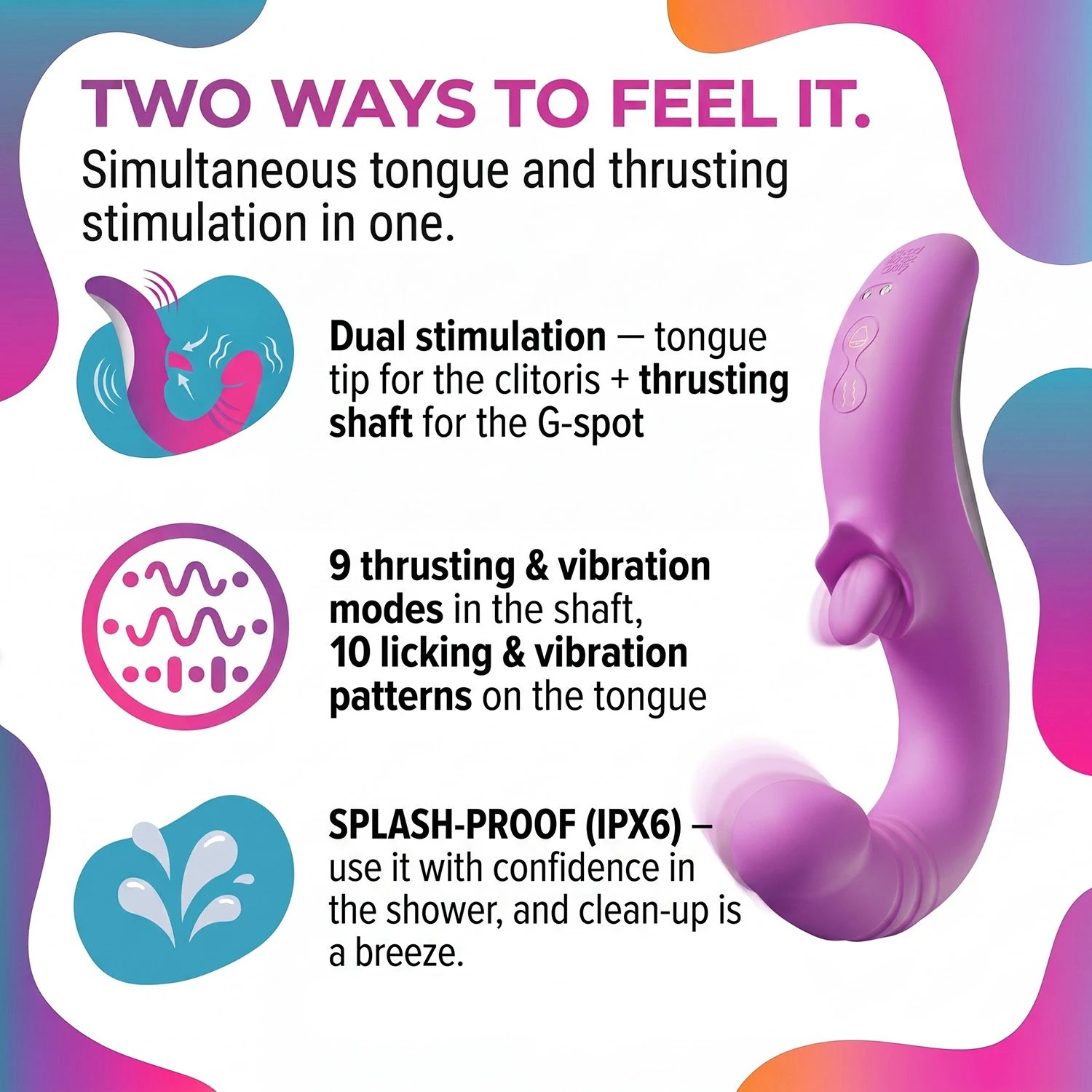 Good Vibes Only Vibrator in Rosa mit flexibler Zunge und stoßender Spitze