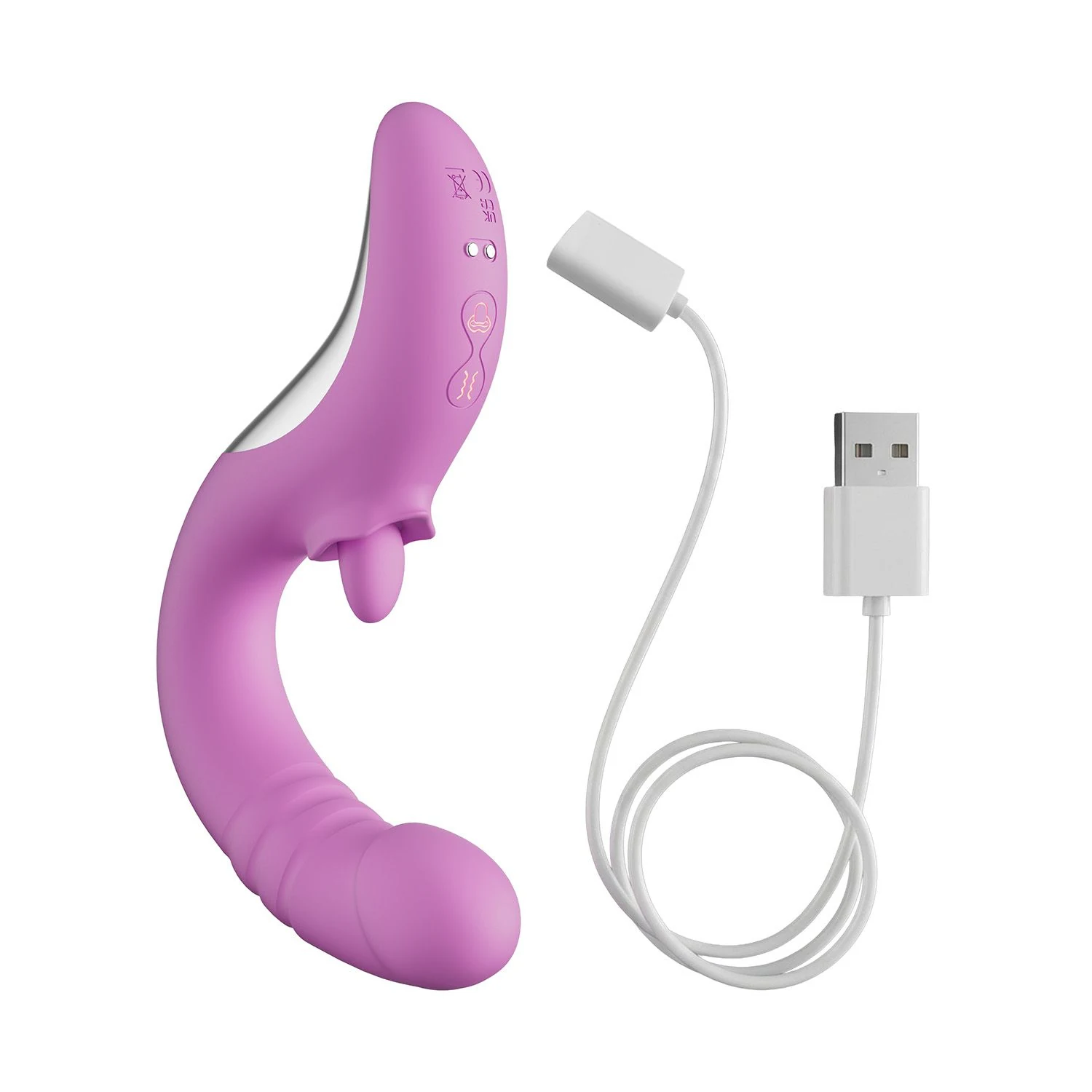 Rosa Vibrator mit Zungenstimulation und ergonomischem Design