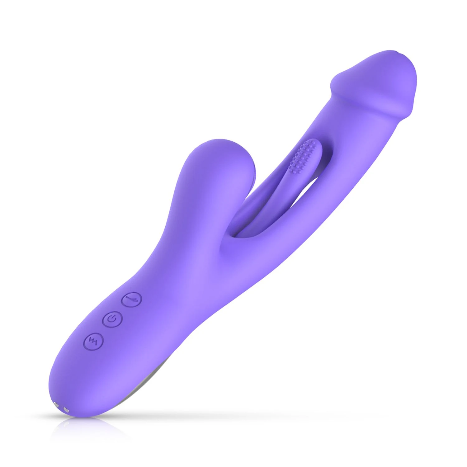 Lila Tess Vibrator mit verschiedenen Pulsationseinstellungen