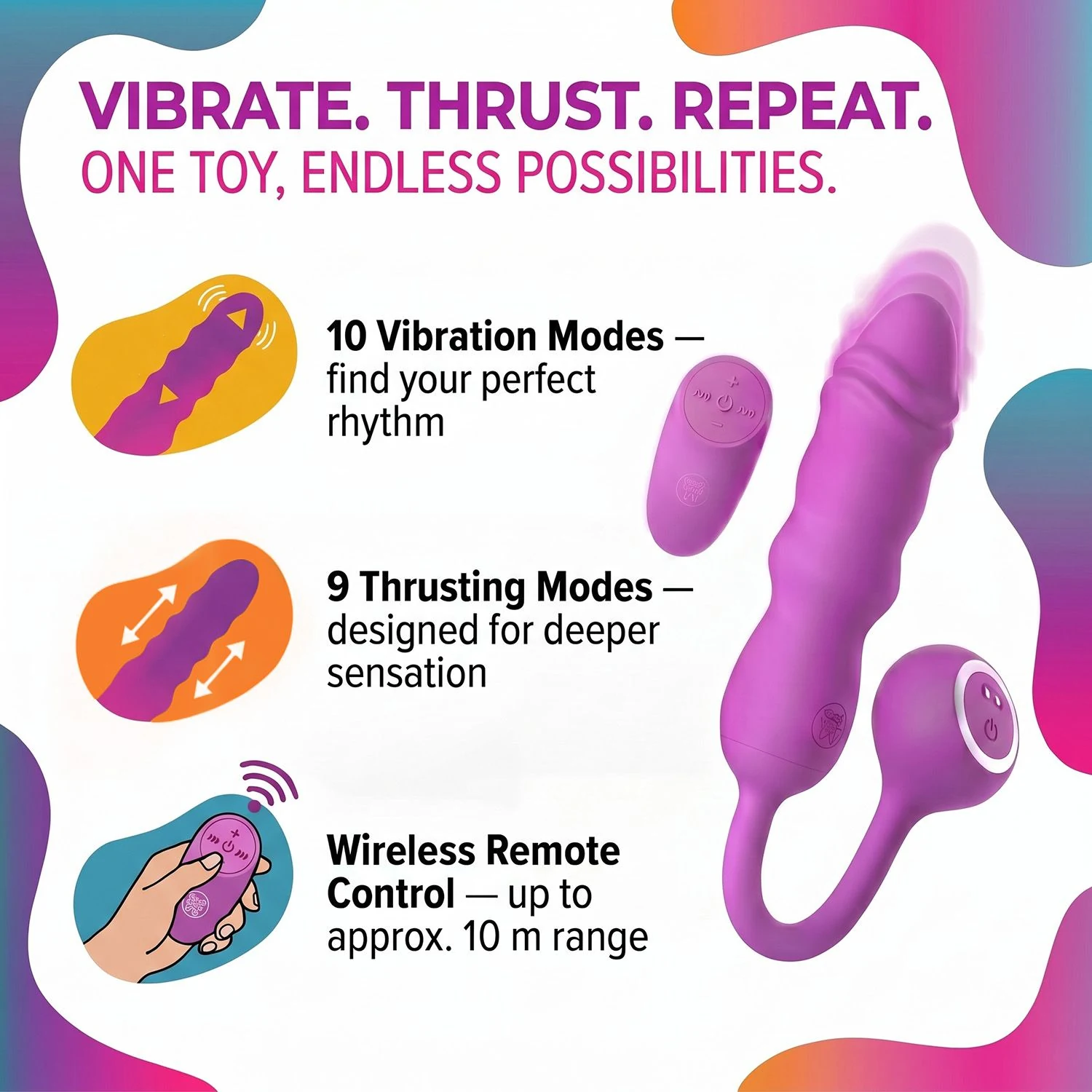 Rosa Thrusting Bullet mit flexiblem Verbindungskabel und Bullet-Vibrator