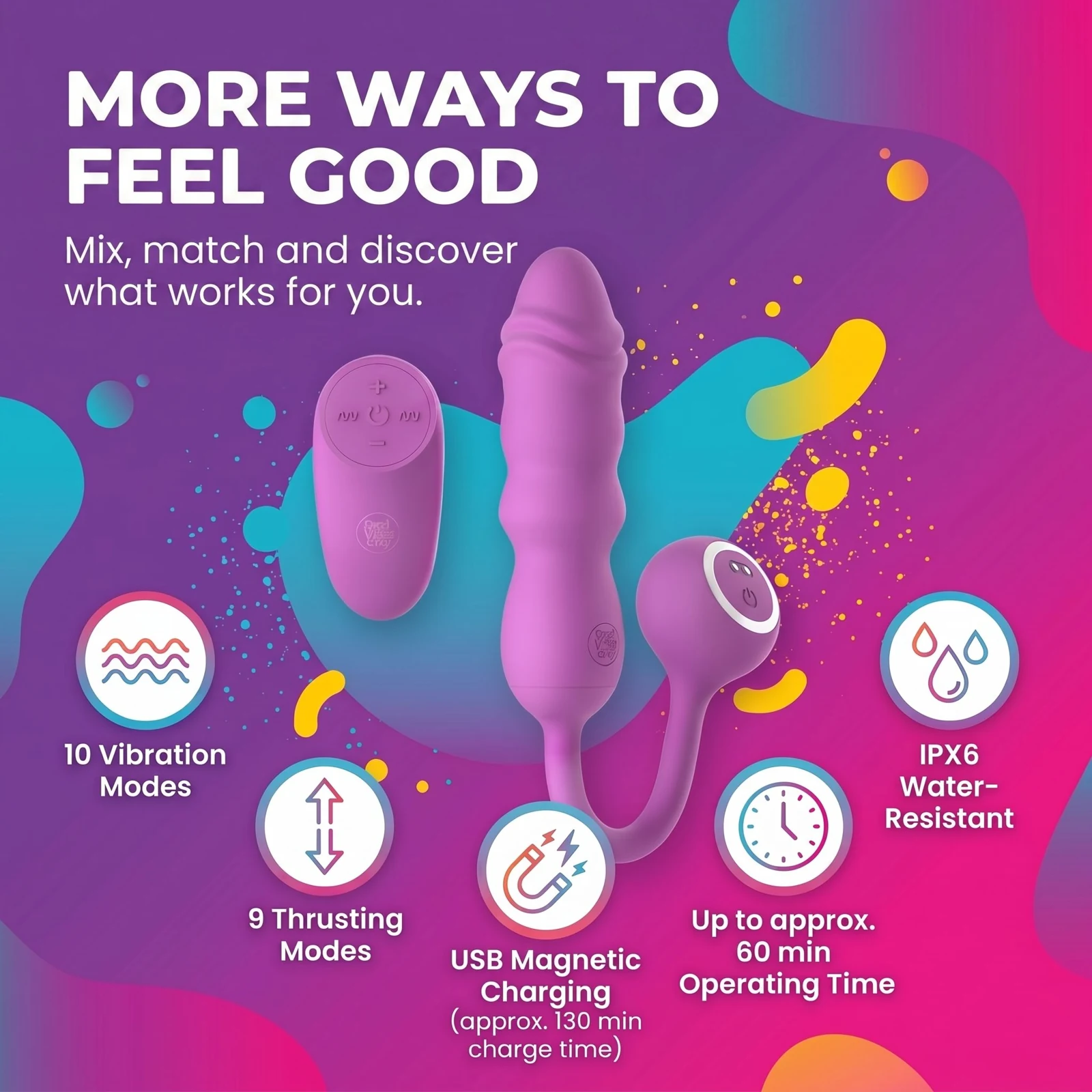 Good Vibes Only Thrusting Bullet Remote Rosa mit USB-Ladekabel