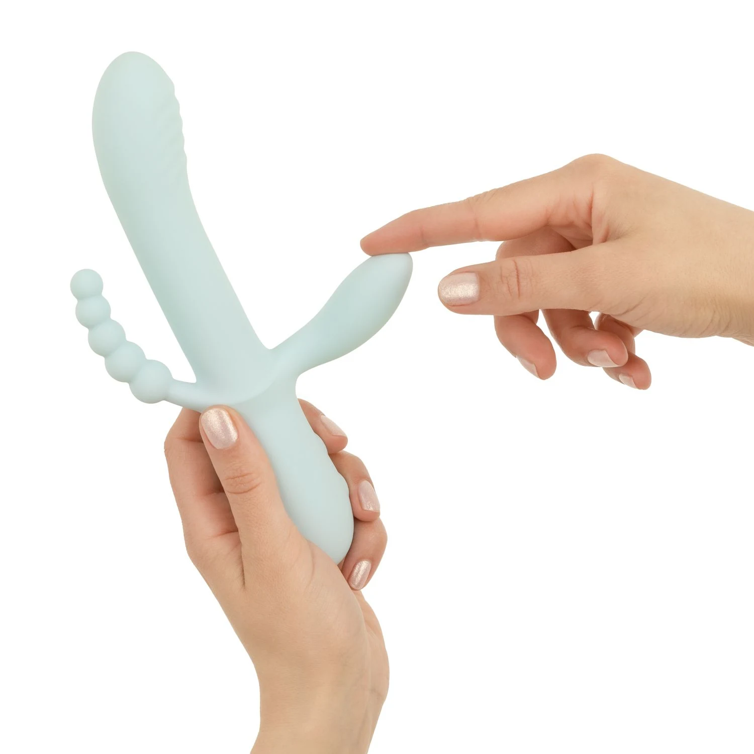 Blauer Vibrator mit 222 mm Länge und maximal 35 mm Durchmesser