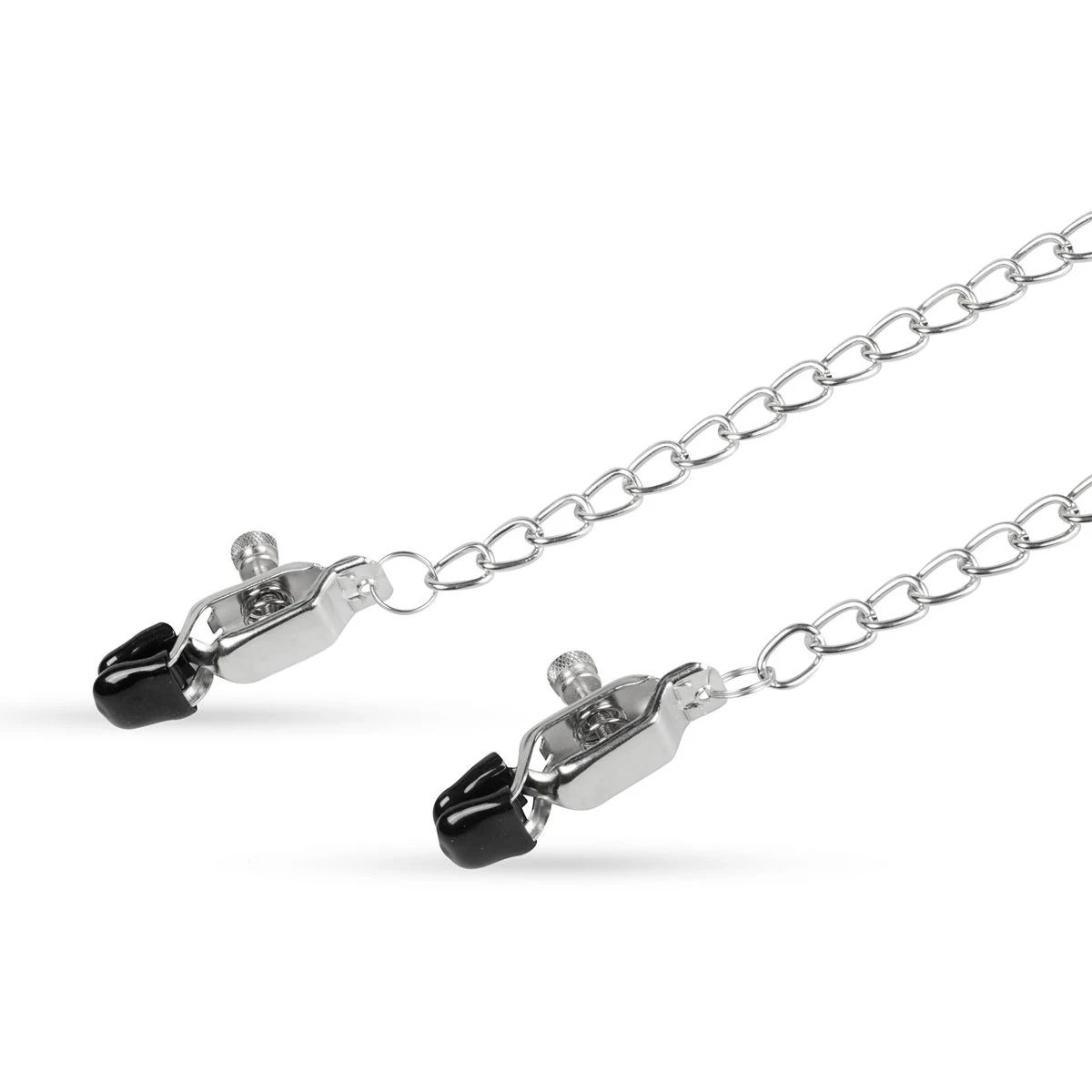 Silberne Nippelklemmen mit Metallkette und breiten Spitzen