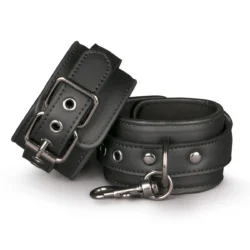 Schwarze Handgelenkmanschetten aus PU-Leder mit Metallkette