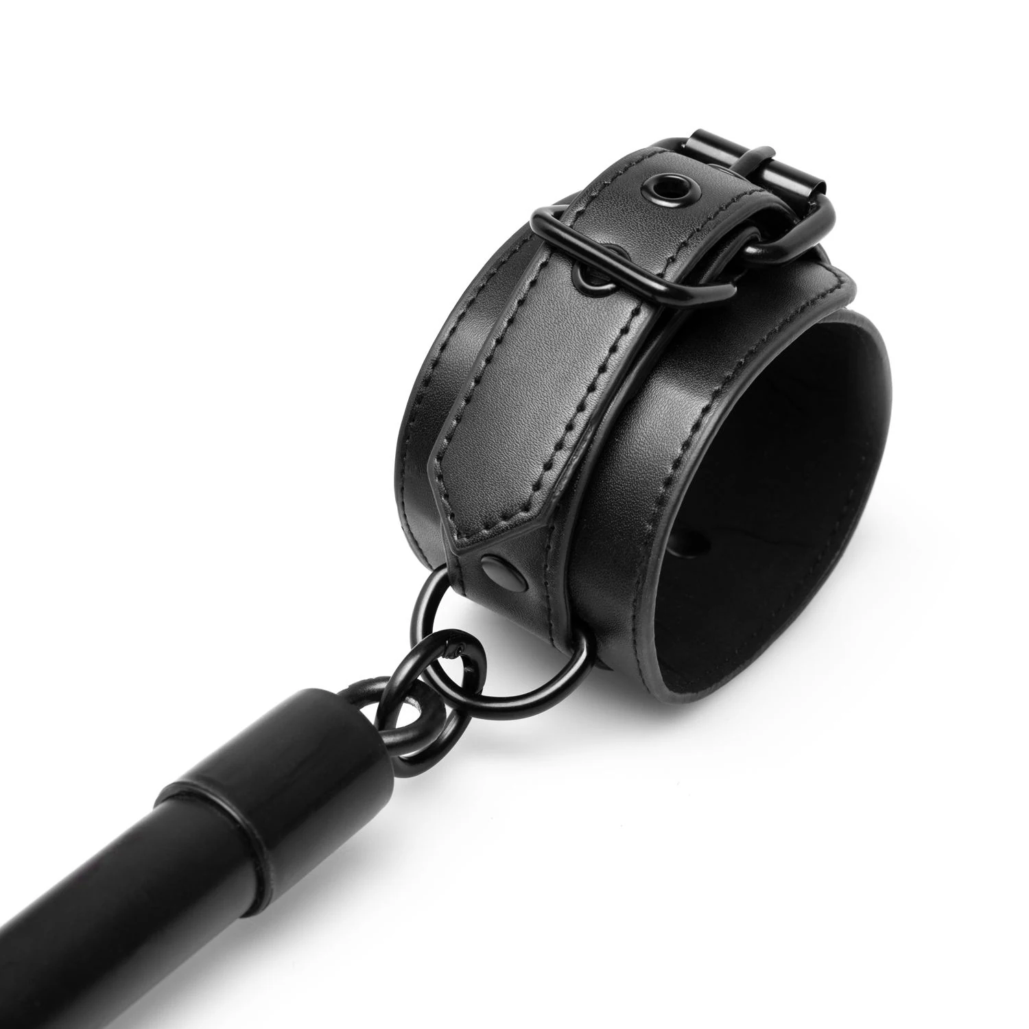 Schwarze Spreizstange für BDSM-Spiele mit abnehmbaren Fesseln
