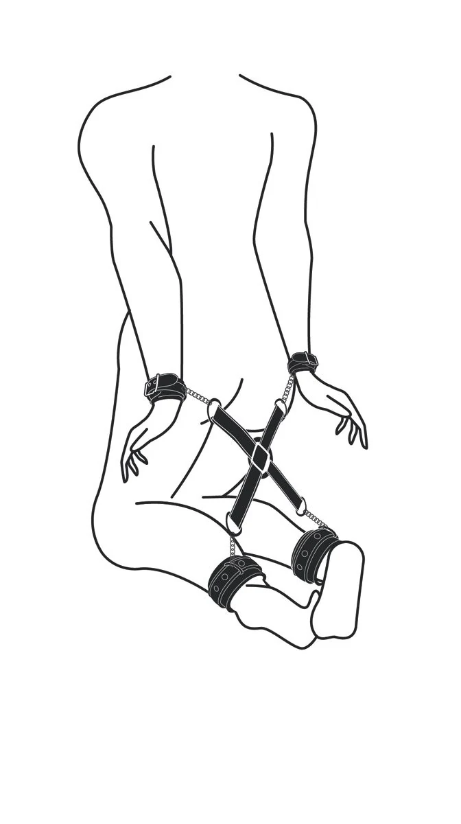 Verstellbare Fesseln für Hand- und Fußgelenke mit schwarzem Hogtie-Set