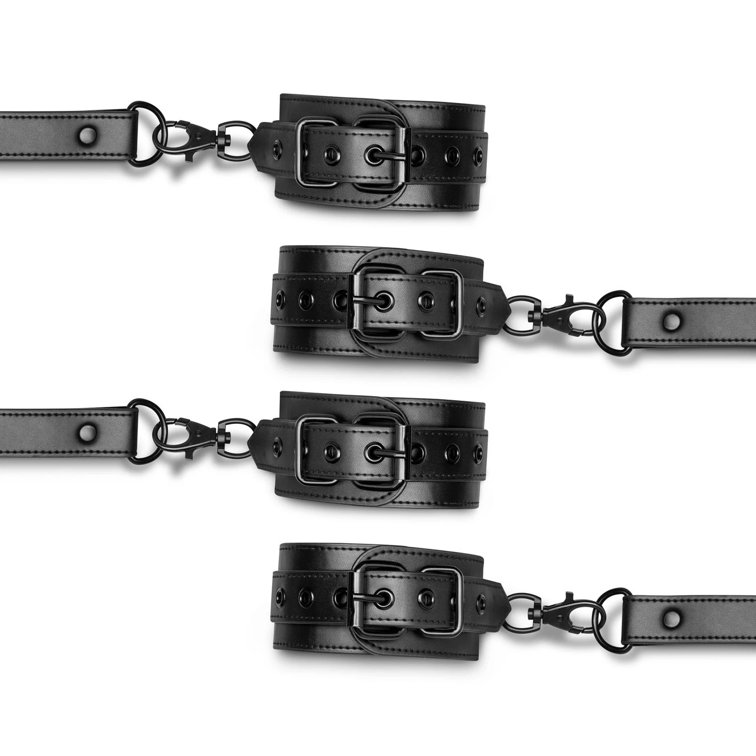 BDSM-Hogtie-Set mit Handschellen, Fußfesseln und Verbindungsteil