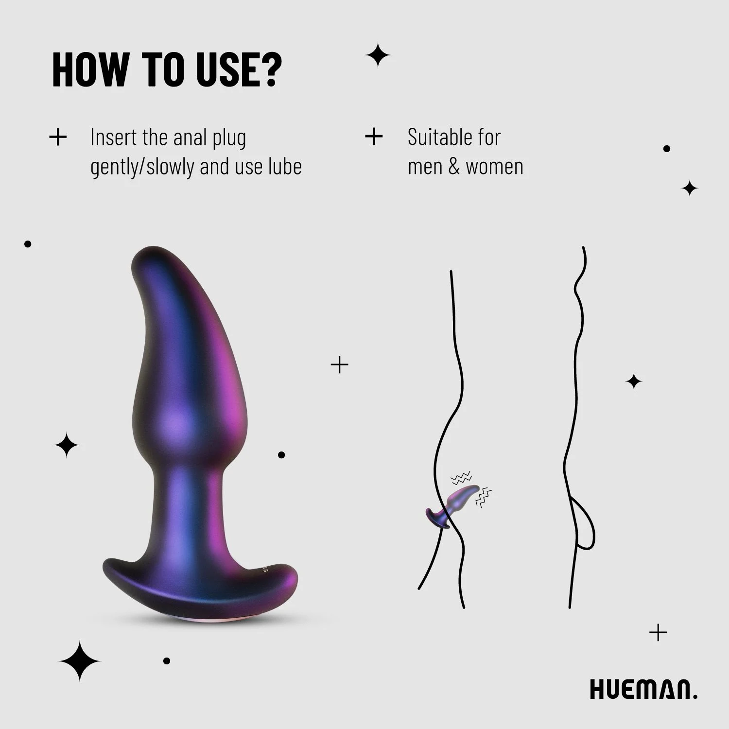Lila Analplug mit Rotation und gebogener Spitze für Prostatastimulation