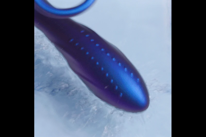 Analvibrator mit Penisring von Hueman mit kabelloser Fernbedienung
