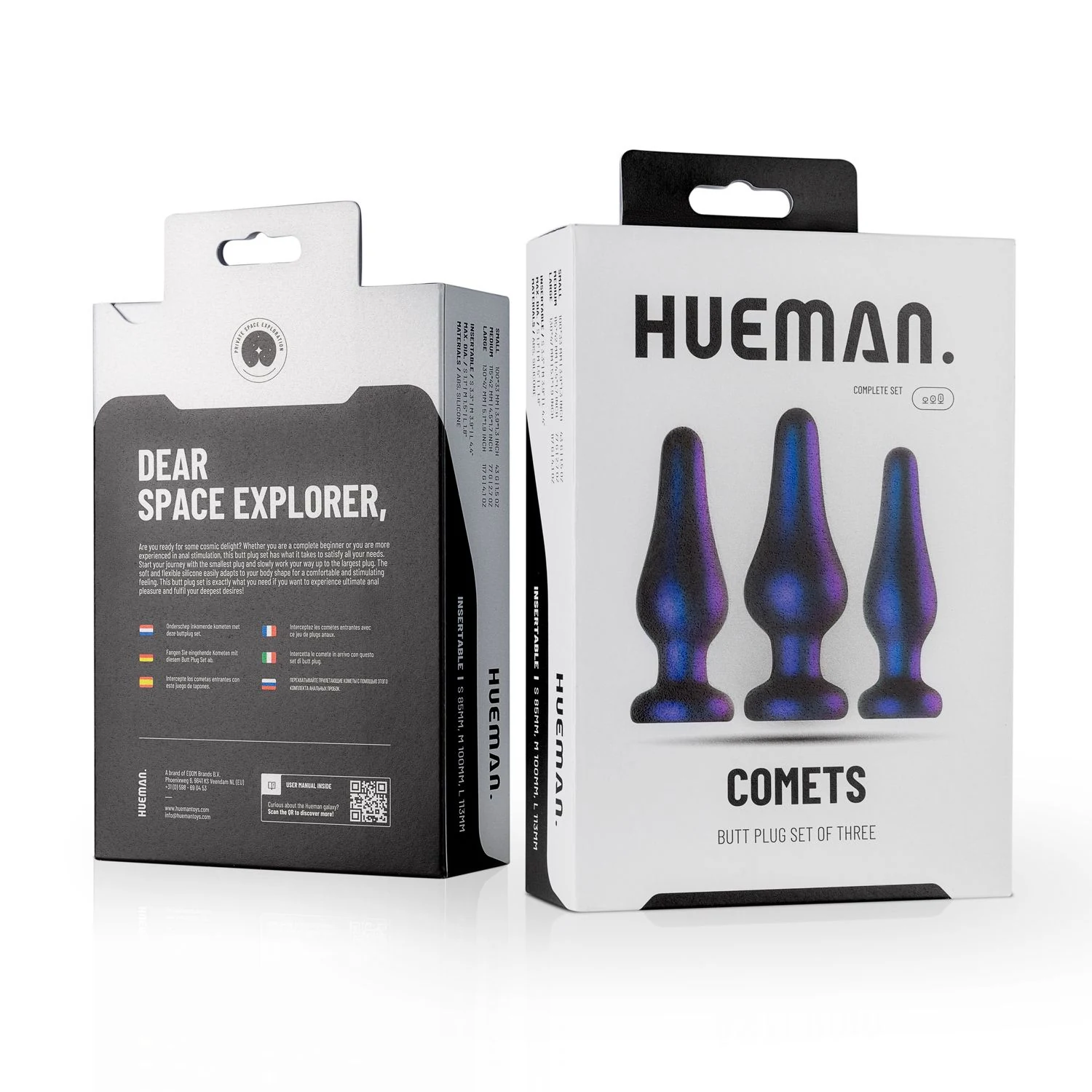 Hueman Comets Analplug-Set, wasserfest und für Gleitmittel auf Wasserbasis geeignet