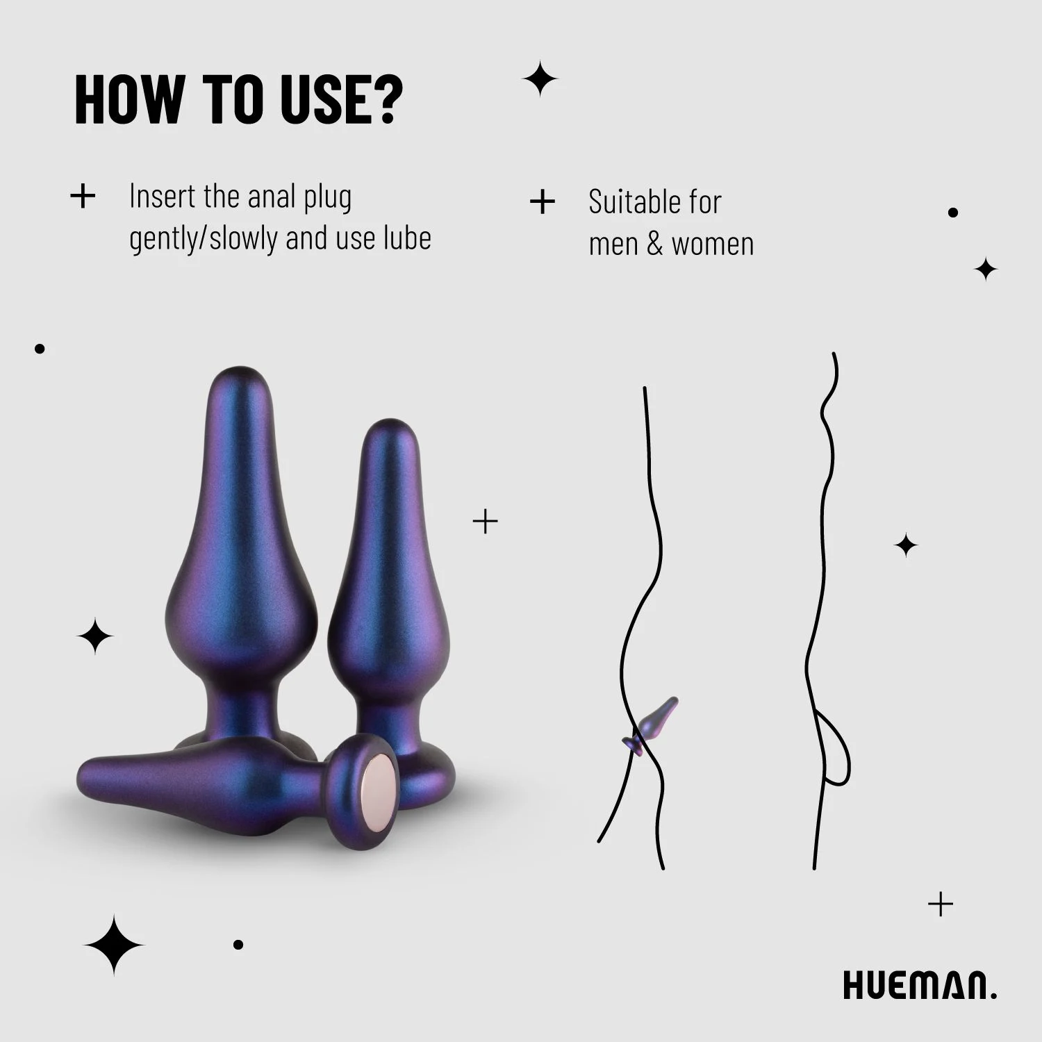 Hueman Analplug-Set für Beginner mit spitz zulaufenden Spitzen