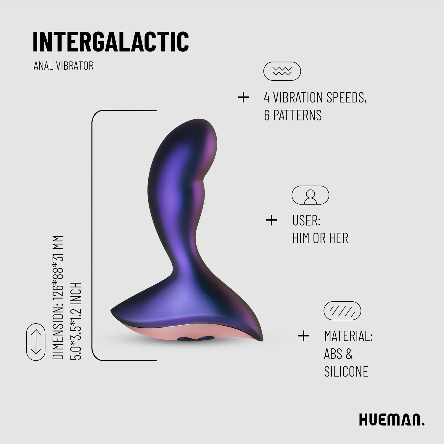 Prostata Vibrator von Hueman mit 10 verstellbaren Vibrationseinstellungen