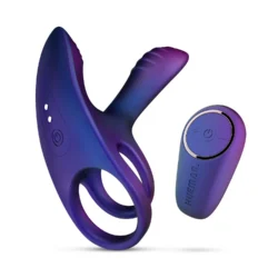 Hueman Penisring mit Vibration in Lila aus weichem Silikon