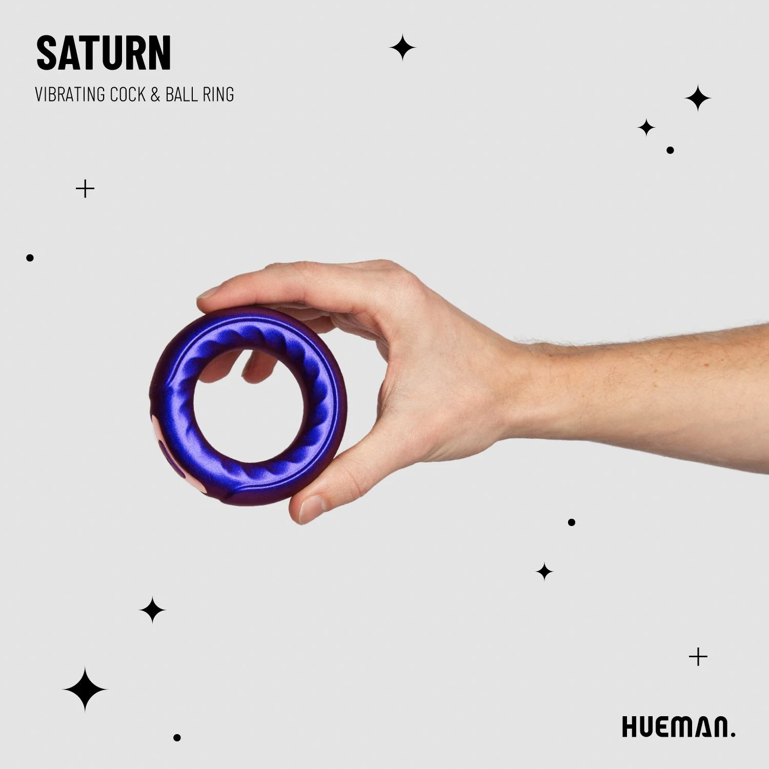 Hueman Saturn Penisring mit Hodenring und Druckknopf-Bedienung