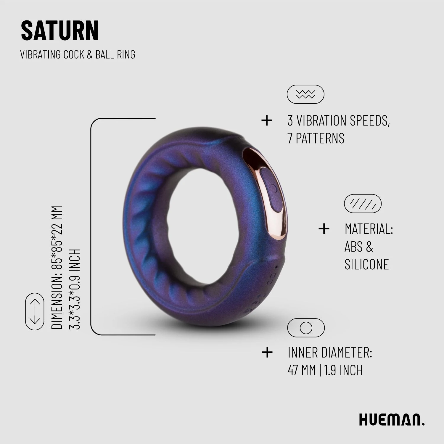 Hueman Saturn Ring für Penis und Skrotum mit 10 Vibrationseinstellungen