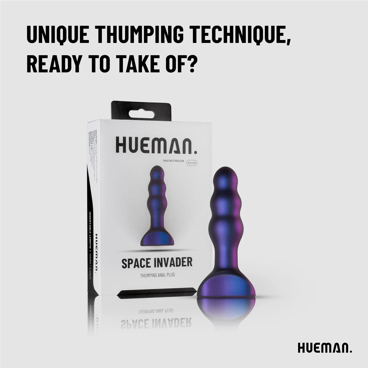 Wasserfester Hueman Butt Plug mit USB-Ladekabel und Druckknopf