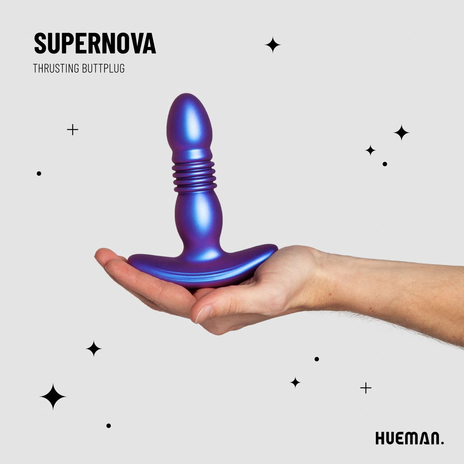 Stoßender Buttplug von Hueman mit Druckknopf-Bedienung