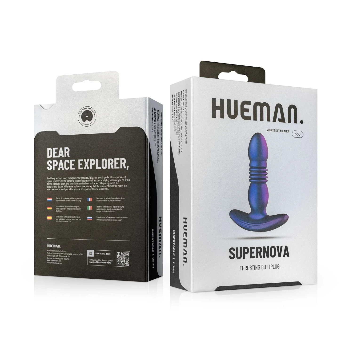 Hueman Buttplug mit 10 Stufen und einem Motor