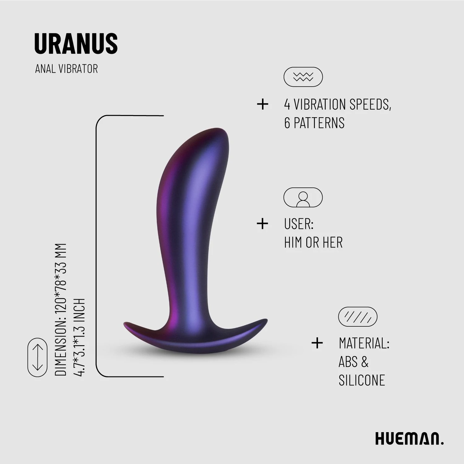 Lila Anal Vibrator mit Druckknopfbedienung und USB-Ladekabel