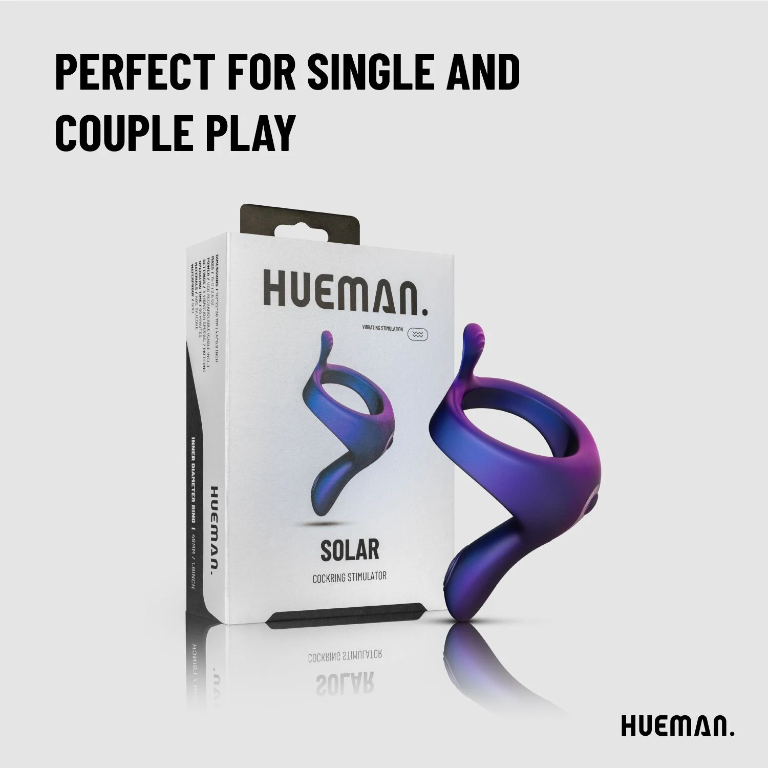Hueman vibrierender Strap-On Penisring mit körperverträglichem Material