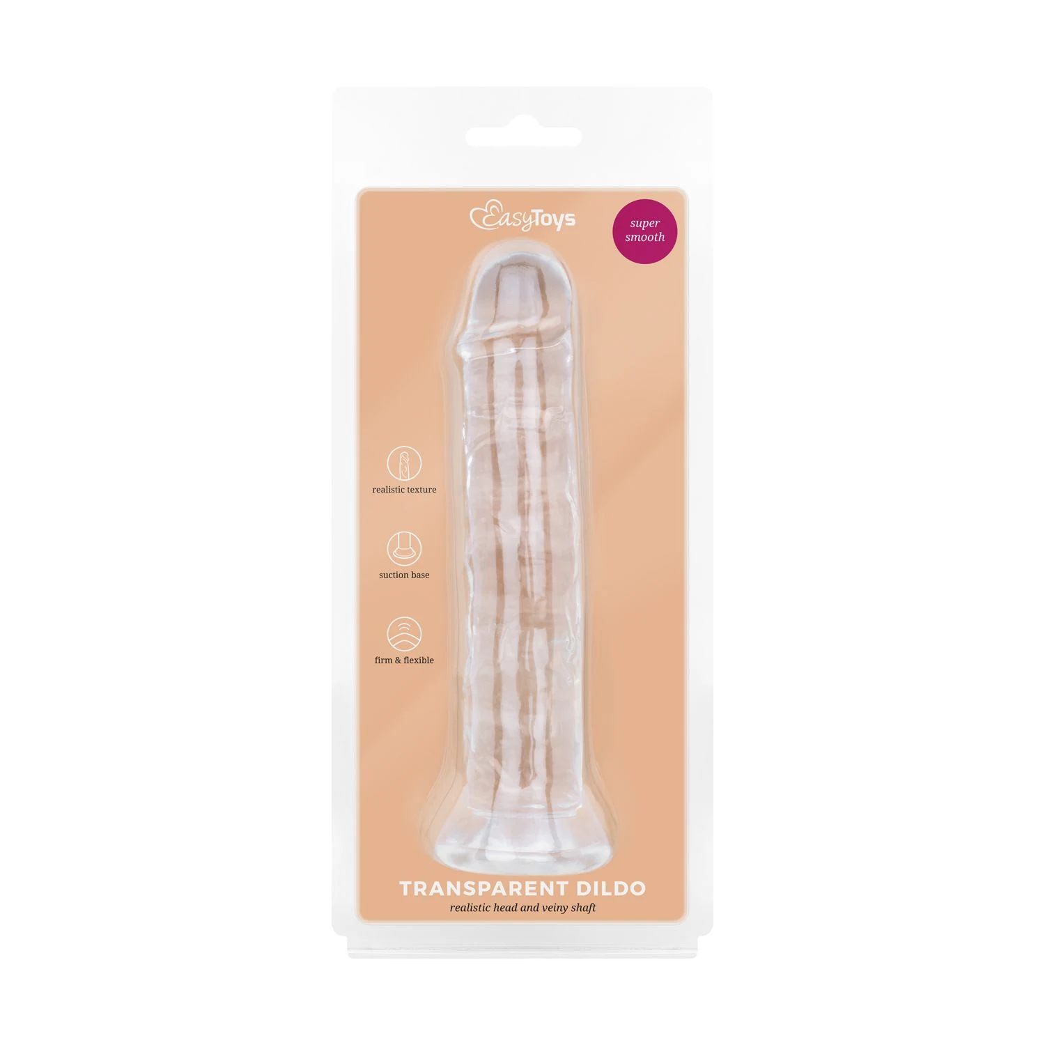 Wasserfester Dildo mit Saugnapf in durchsichtigem Jelly-Design