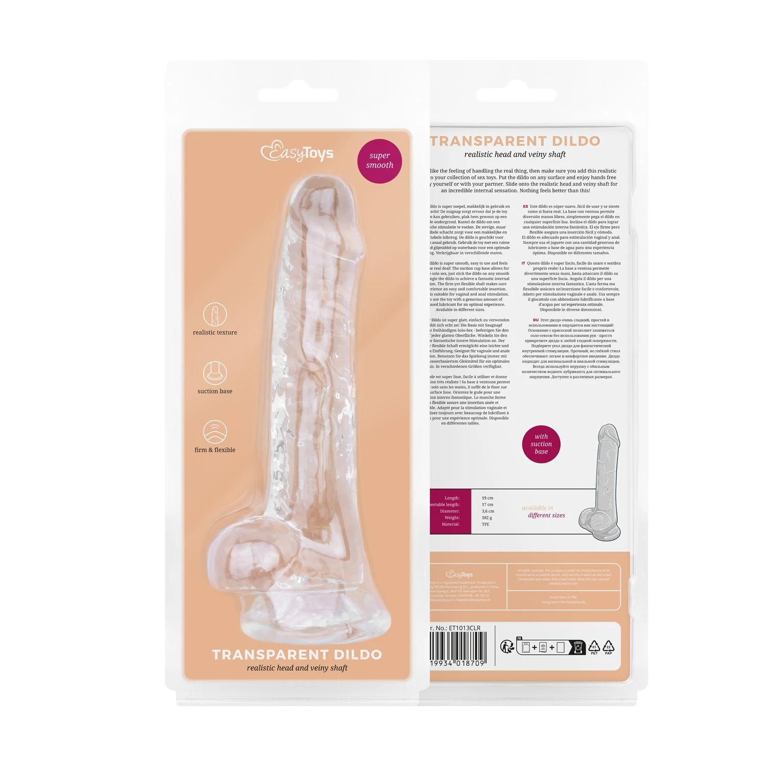 Klarer 17 cm Dildo mit Saugnapf für Beginner