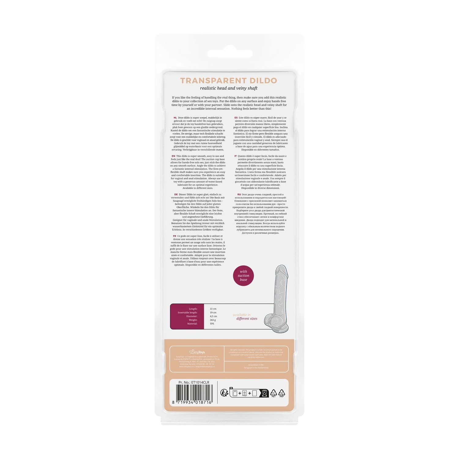Jelly Dildo mit Hoden, Saugnapf und einfachem, raffiniertem Design