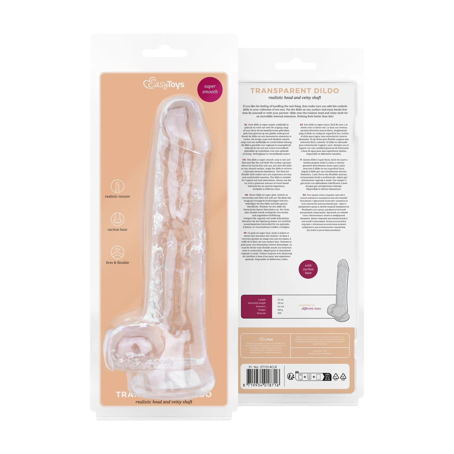 Dildo mit Saugnapf und Hoden, geeignet für Strap-On und Beginner