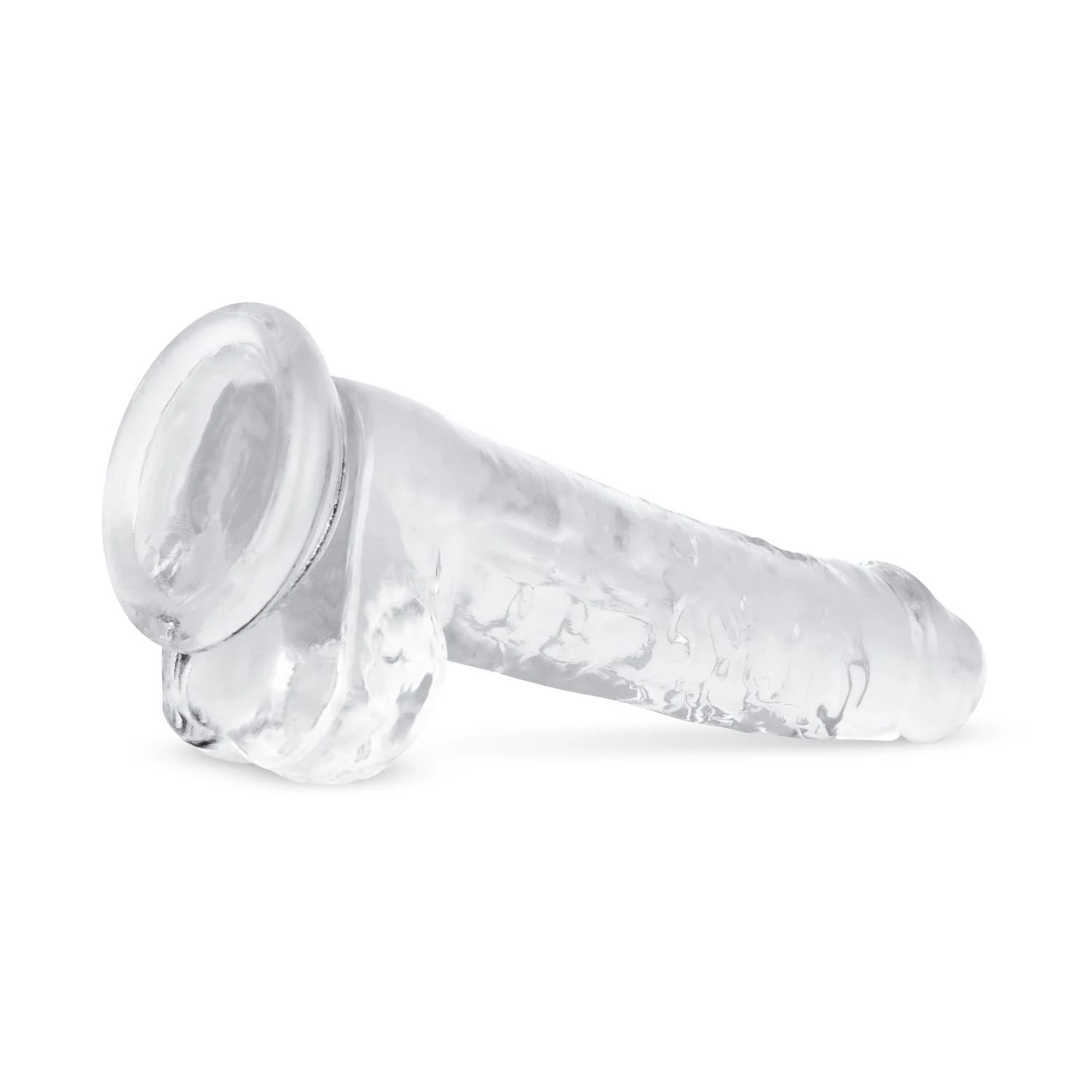 Durchsichtiger Saugnapf-Dildo mit markanter Spitze und Venenstruktur
