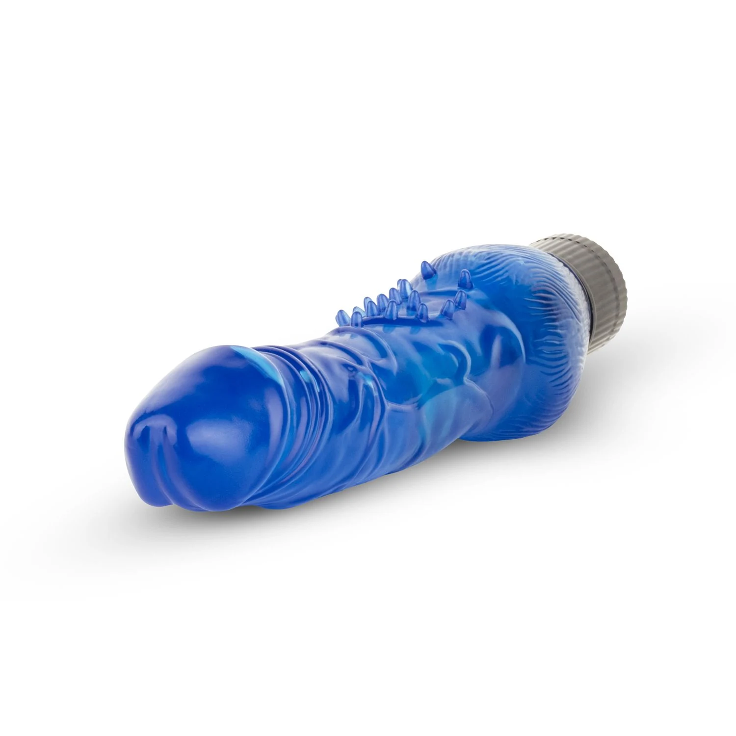 Blauer Jelly Infinity Vibrator mit 230 mm Länge und 54 mm maximalem Durchmesser