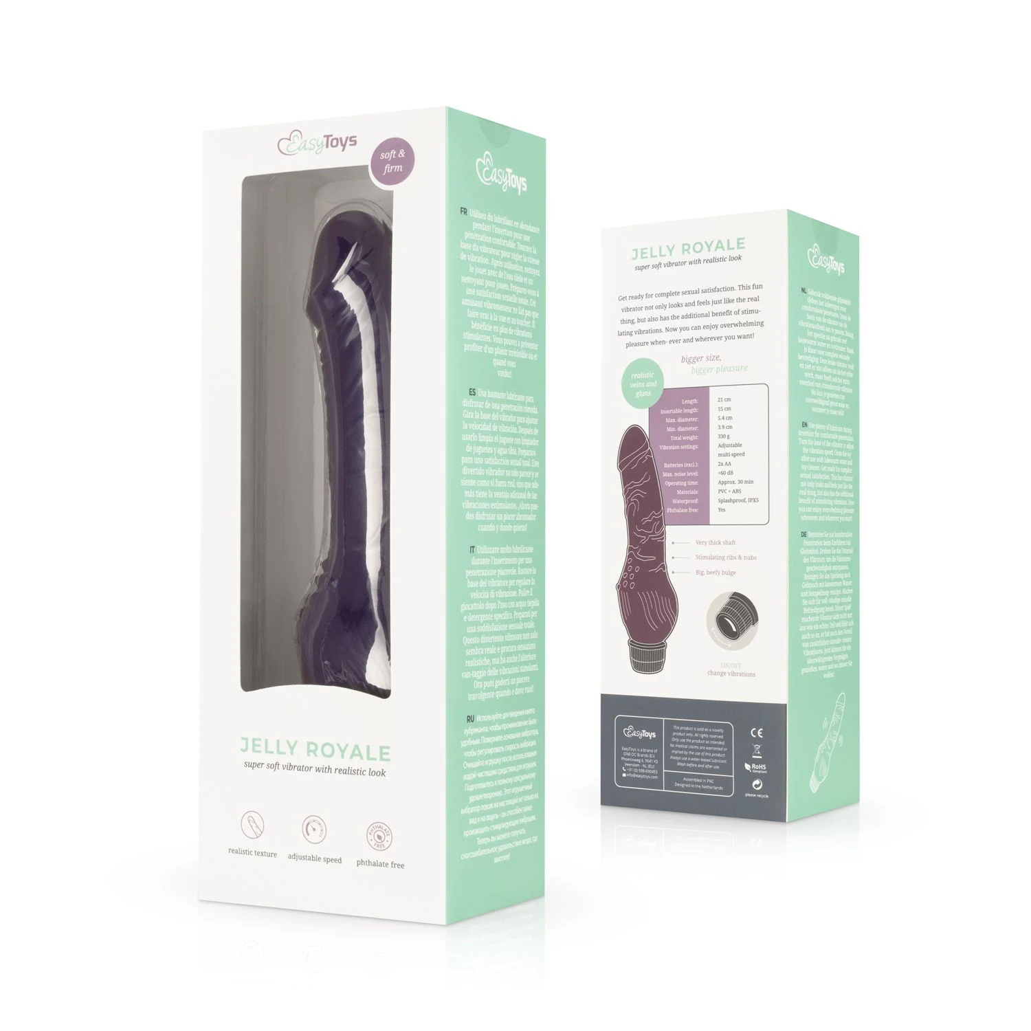 Lila Vibrator mit stimulierenden Noppen und Drehknopf zur variablen Steuerung