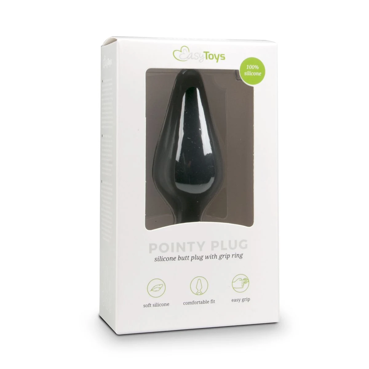 Schwarzer Analplug mit schlankem Körper und Ring zum Zurückziehen