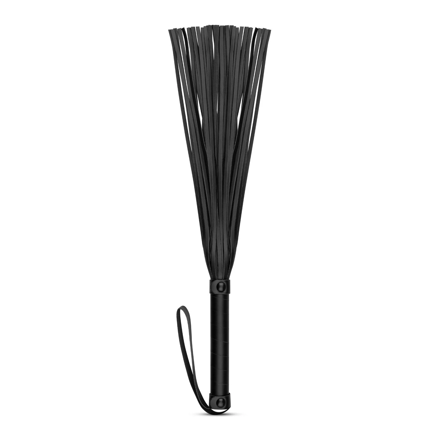 Schwarzer Kunstleder-Flogger für BDSM-Spiele mit angenehmem Griff