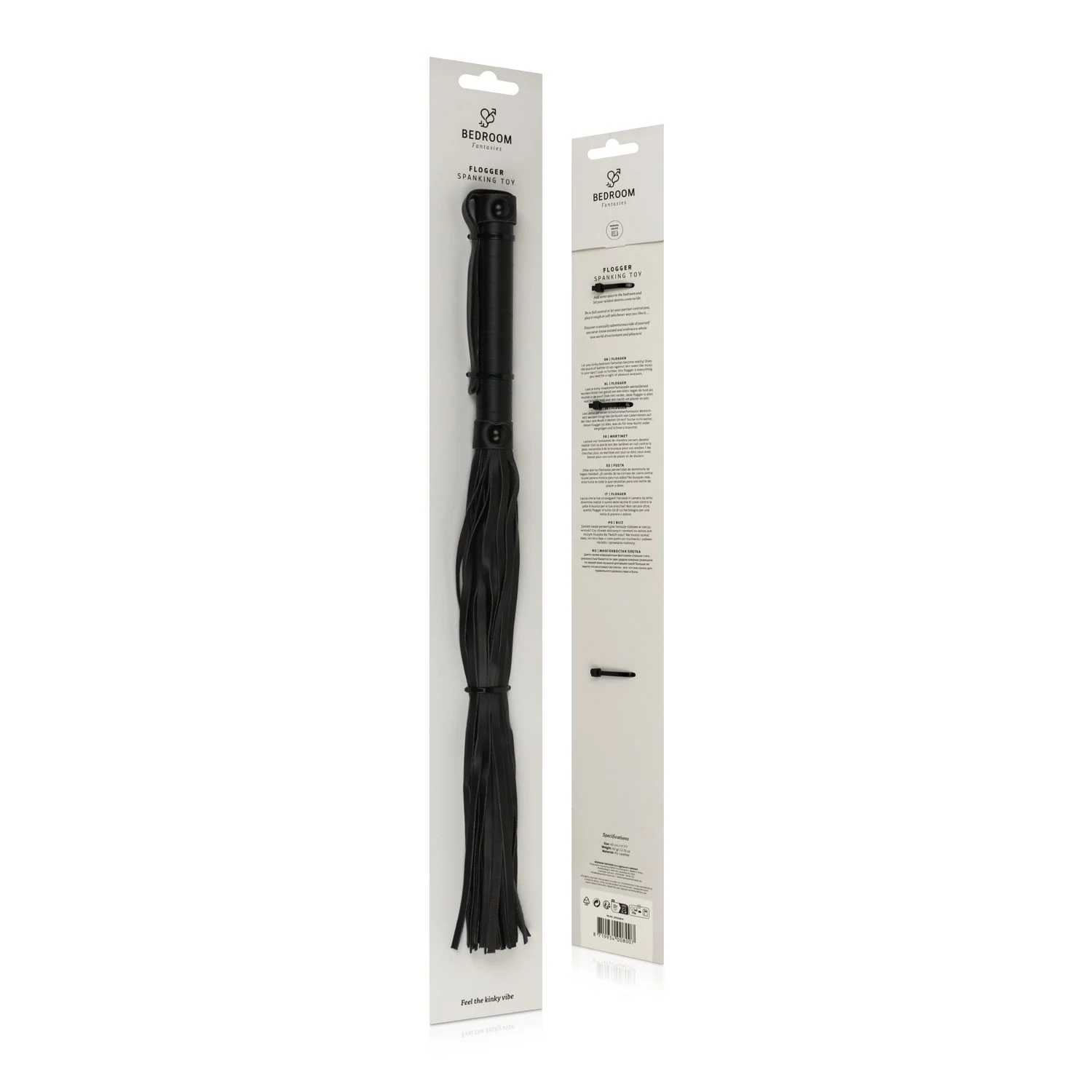 Kunstleder-Flogger BF022BLK in Schwarz für unisex BDSM-Anwendung