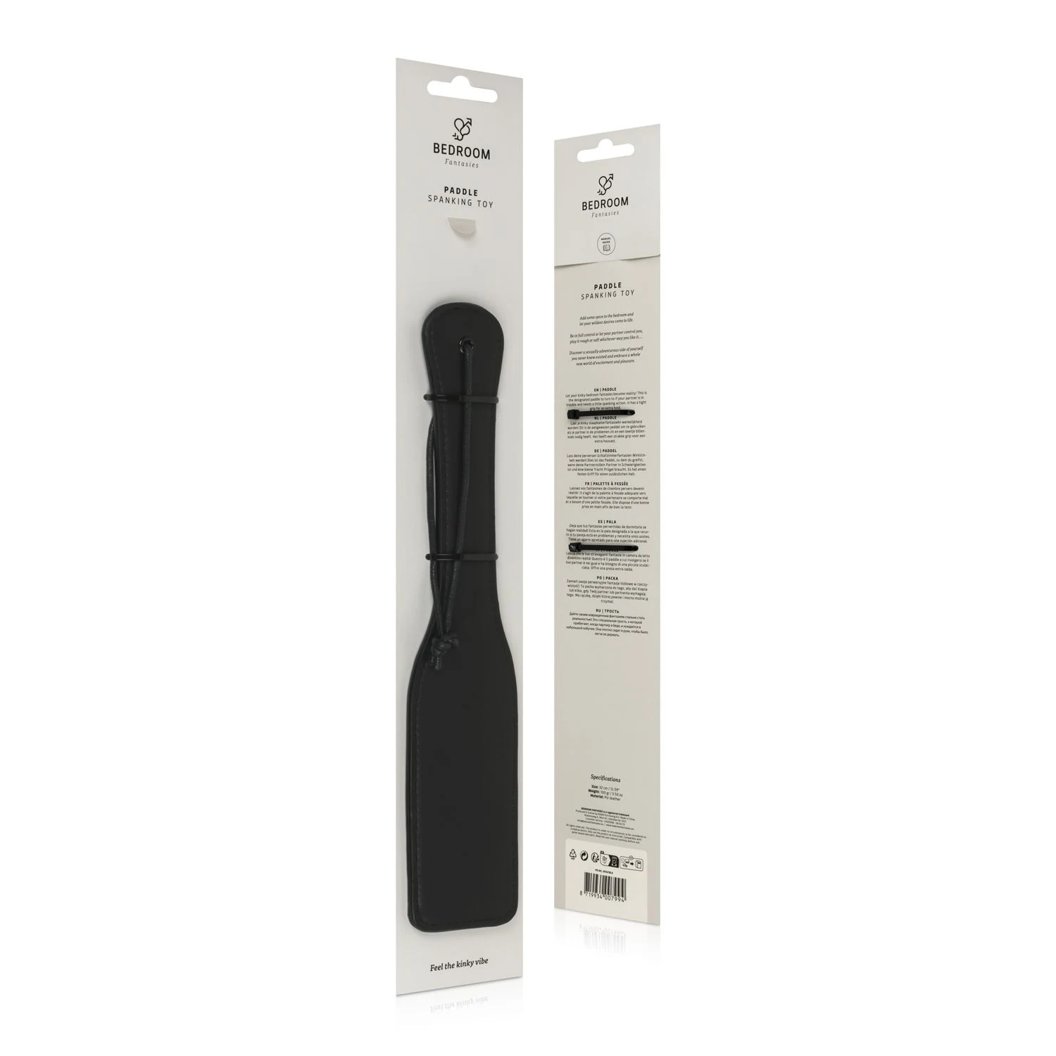 Kunstleder-Paddle Schwarz, breites SM Paddel von Bedroom Fantasies